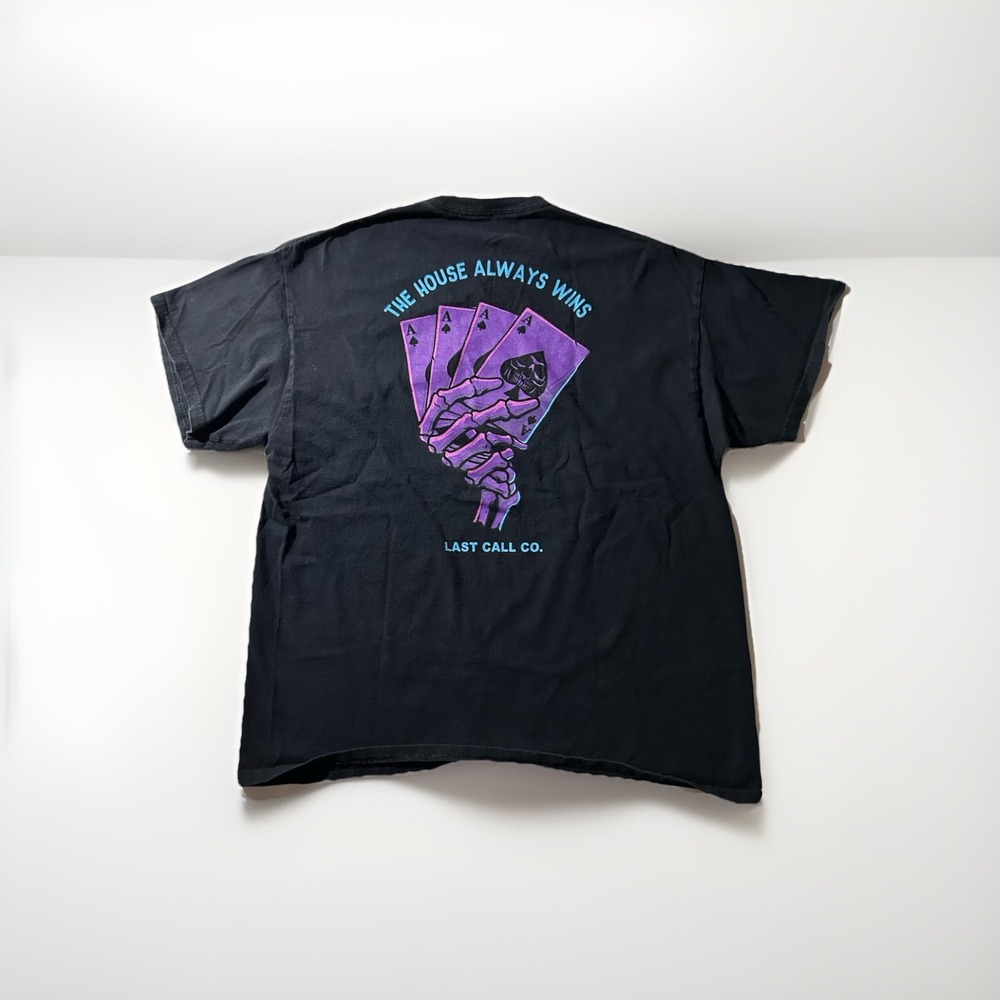 Last Call Co. T-Shirt Black Graphic Print - The House Always Wins - Men's XL